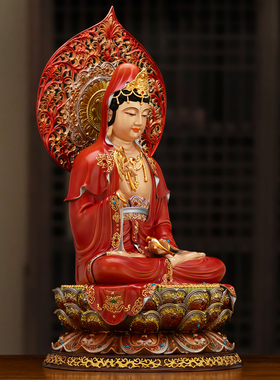 纯铜弥勒佛全堂佛桌面摆件铜鎏金观音菩萨佛像客厅供奉家用店铺