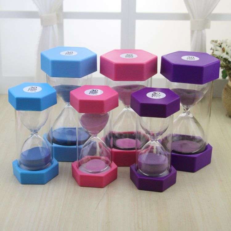 大小可选六角沙漏计时器 防塑料沙漏1/3/5/15/30分钟儿童节礼物 - 图0
