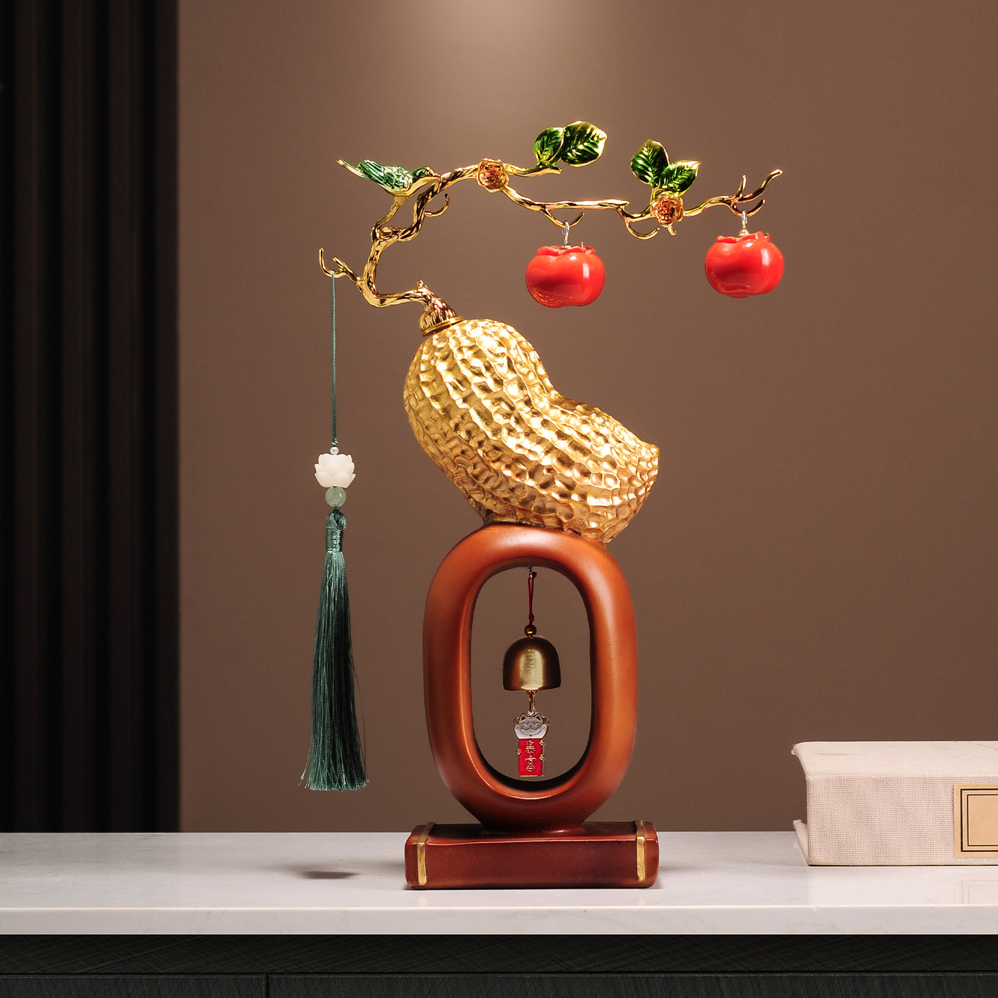 好事花生柿子如意新中式摆件酒柜玄关电视柜高档乔迁新居开业礼物,淘宝优惠券,粉丝福利购,淘宝优惠卷