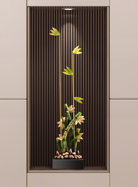 节节高升竹子高级感入户玄关摆件轻奢客厅电视柜壁龛竖长细装饰品