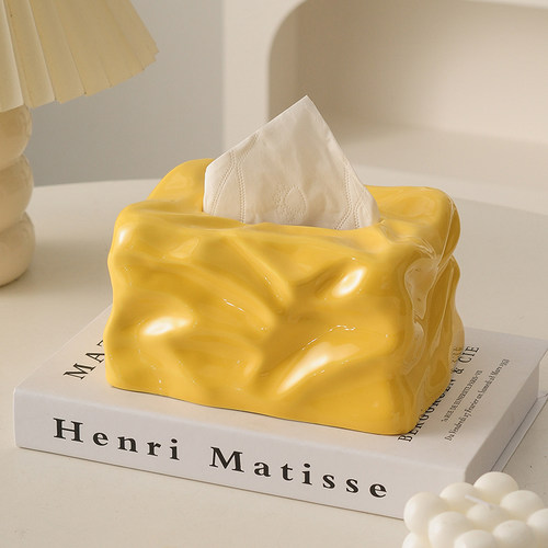 轻奢创意纸巾盒轻奢风抽纸盒高级感家用客厅茶几ins陶瓷餐巾纸盒-图1