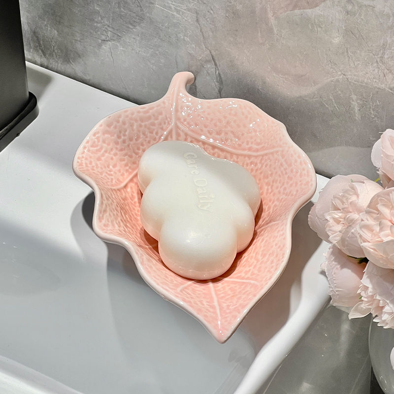 轻奢陶瓷肥皂盒浴室沥水免打孔家用高档卫生间洗手台香皂盒置物架 - 图2