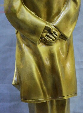 主席风衣像 家居雕塑毛爷爷客厅摆设 丰圆全身黄铜背手铜像.4