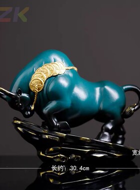 现代陶瓷红釉牛摆件工艺礼品客厅家居办公室桌面生肖白瓷商务礼.5