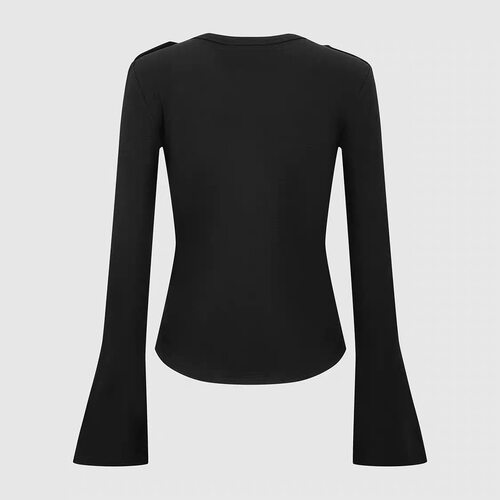 SH&UR2026冬季新款女装休闲百搭复古撞色圆扣长袖T恤UWH460160 - 图0
