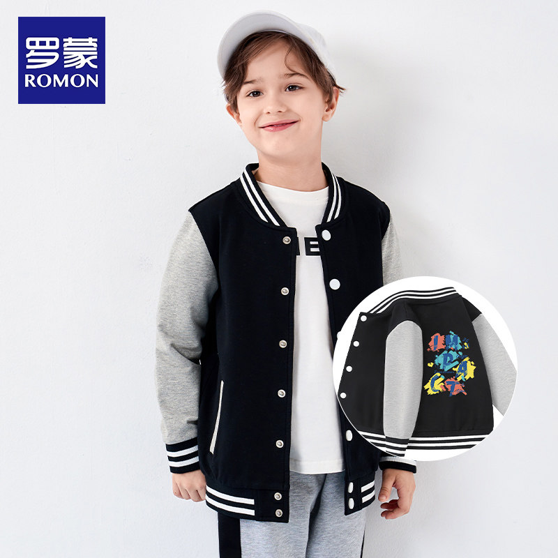 Romon 罗蒙 男童春秋撞色棒球领夹克 天猫优惠券折后￥69包邮（￥136-67）110-160cm码多色可选