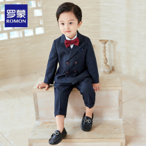 Roemon boys small suit male baby boys birthday flower boy gown dress Children acting out suit small chair Western-style suit