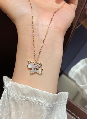 KoonLo「紫钻」小马项链女款S999纯银轻奢小众原创贝母独角兽吊坠