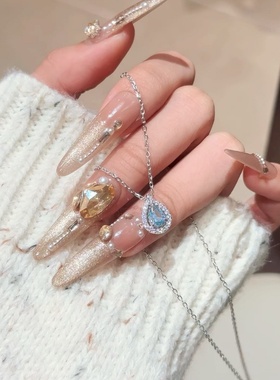 「海洋蓝眼泪」S999纯银项链手作