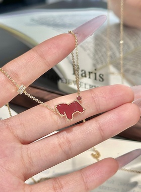 「红玉髓小马」S999纯银项链手作