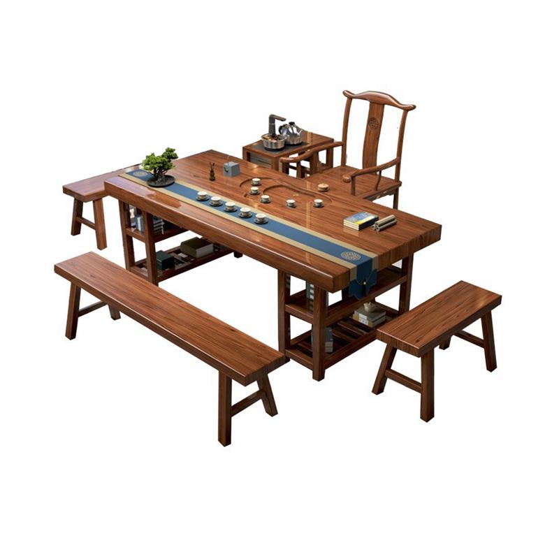 中式实木大板茶台公司家用功夫全套储物原木办公茶桌套装工厂 - 图3