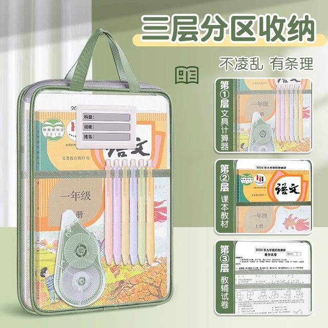 Reinforced L-shaped subject classification bag handheld file bag