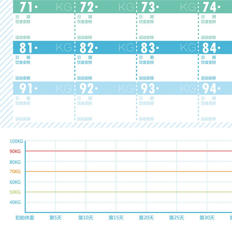 减肥计划表自律表100天自律打卡本健身体重管理记录表辣妈瘦身健康饮食日记本饮食减脂塑身运动每日计划本-图1
