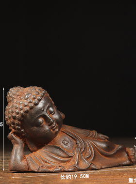 仿古铁器大头睡佛玄关客厅会所