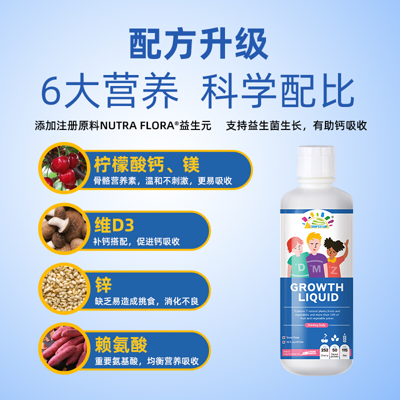 老日期叁佰添成长饮料液体儿童青少年成长钙镁锌膳食维生素营养液 - 图1