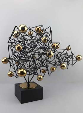 欧式创意几何金属摆件客厅玄关酒店书房电视柜样板房软装家居饰品