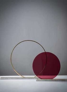 创意几何摆件造型现代风格轻奢样板房大理石圆圈摆饰品几何创意