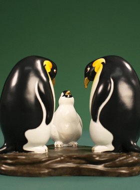 2026黄铜彩绘南极帝企鹅小摆件家居客厅办公室桌面装饰品生日送礼