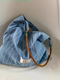 Original homemade one that goes well with anyone!! Retro cowhide rope niche blue striped shoulder bag for women