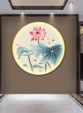 新中式灯画荷花画铝合金框
