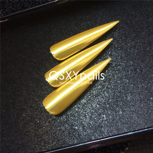 QSXYnails超亮荧光黄鲜艳美甲魔镜粉柠檬色镜面清透金感欧美闪粉 - 图2
