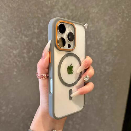 撞色镜头适用苹果16promax手机壳Magsafe磁吸充电iPhone15Pro防摔14plus透明ip13保护套12pm男女简约全包11 - 图3