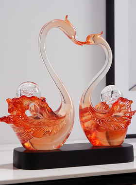 现代简约天鹅一对摆件客厅玄关酒柜轻奢高级感装饰品乔迁结婚礼物