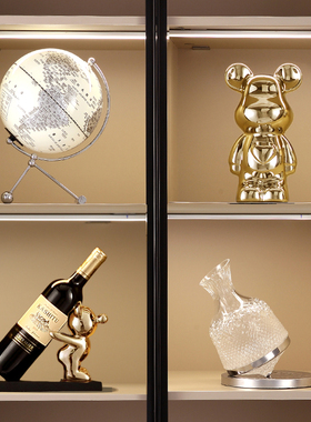 创意暴力熊红酒架酒柜装饰品轻奢高档家居客厅电视柜摆件网红套装