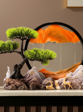 新中式文创纪念品风景摆件流沙画客厅办公室玄关摆件搬家乔迁礼物