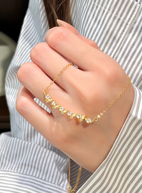 S925纯银项链女轻奢螺旋扭纹排镶天然石榴石水晶石小众彩宝银饰