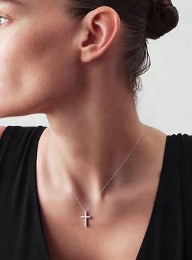 S925纯银十字架满钻女款项链