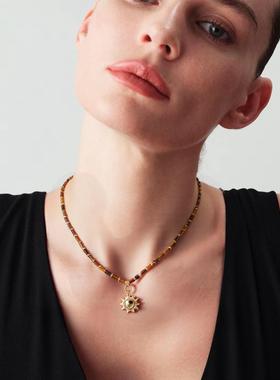 太阳吊坠日冕系列中性度假项链