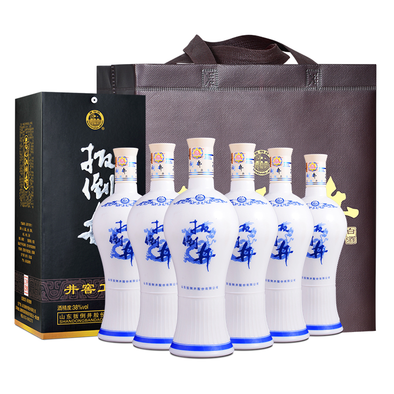 白酒38度整箱扳倒井青花瓷700ml*6瓶浓香型纯粮口粮酒带礼袋