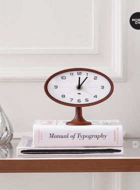 moreover实木玄关摆件客厅桌面钟