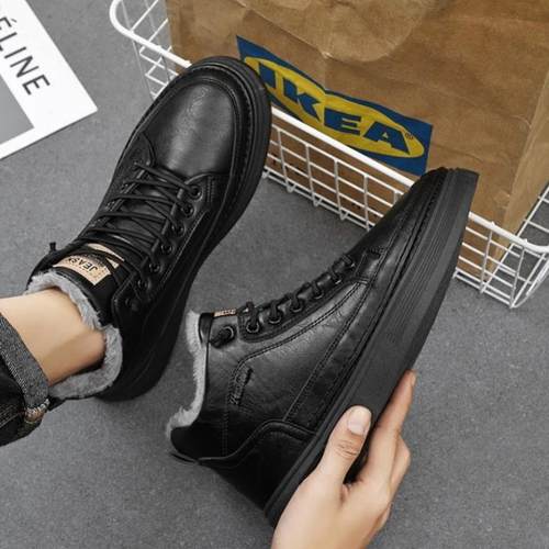 男鞋冬季加绒高帮马丁靴男潮流百搭厨师鞋子男加厚保暖棉鞋短靴子 - 图3