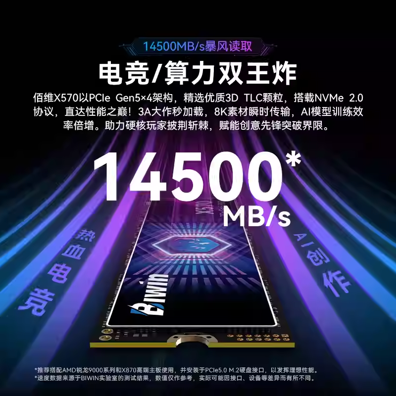 佰维X570/X570 PRO PCIe 5.0X 4 高速固态硬盘台式笔记本PS5适用 - 图2