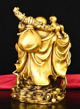 黄铜立五子戏佛摆件 家居装饰桌面创意礼品工艺品 一件代发铜摆件