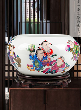 景德镇陶瓷器金鱼缸乌龟缸养睡莲荷花水仙盆栽笔洗家居摆件大号