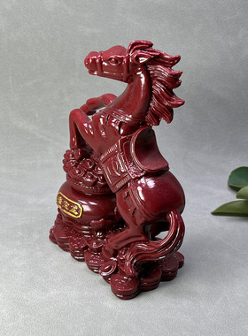 朱砂生肖马上發聚宝盆摆件紫金砂八卦风水马桌面玄关家居送礼新款