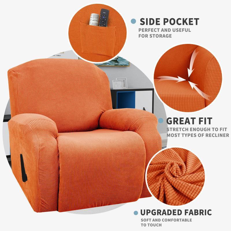 1VPR摇粒绒简约加厚沙发套弹力全包沙发套罩按摩椅电动功能躺摇椅-图0