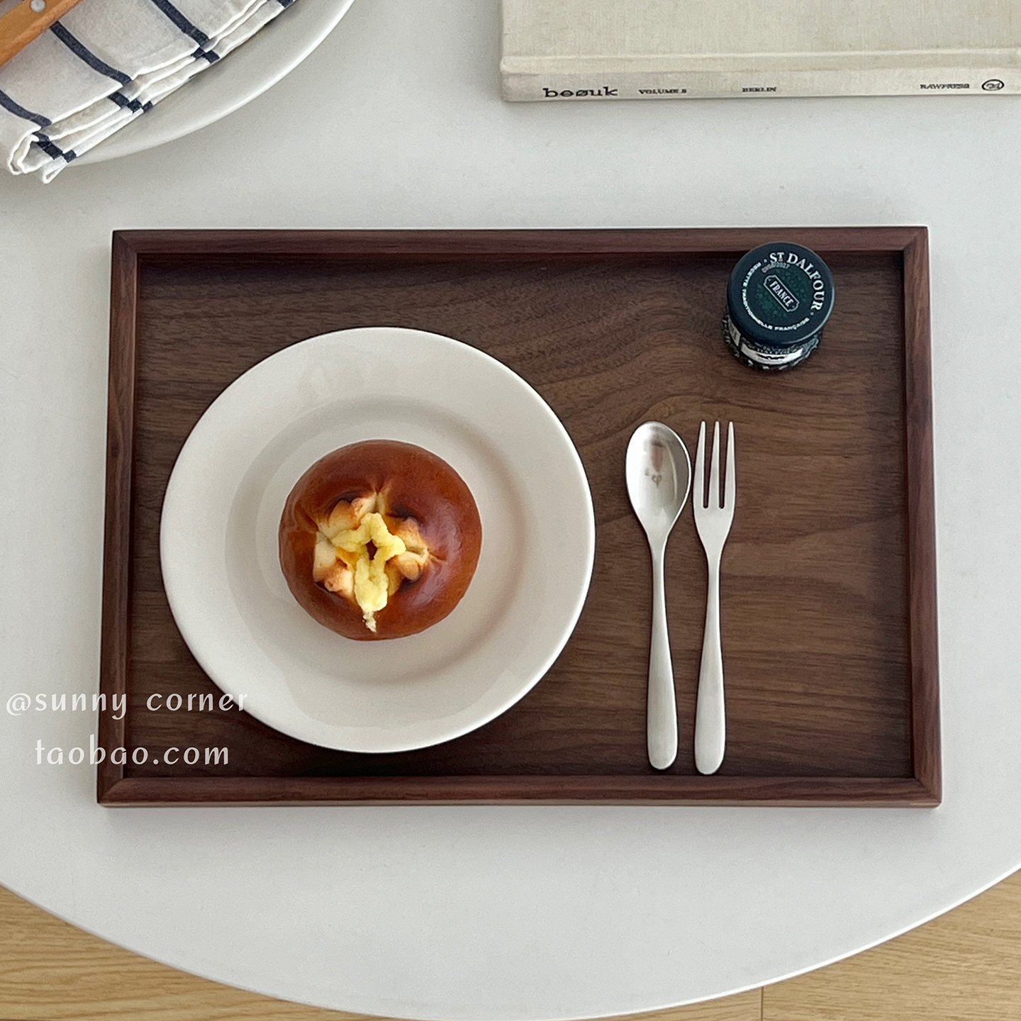 复古胡桃木长方形餐盘实木茶盘ins风桌面置物托盘餐桌杂物收纳盘,淘宝优惠券,粉丝福利购,淘宝优惠卷