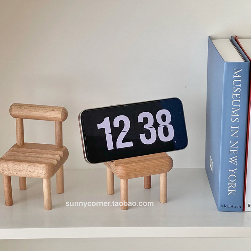 创意桌面椅子手机支架木质懒人支撑架装饰小摆件可爱实木手机座,淘宝优惠券,粉丝福利购,淘宝优惠卷