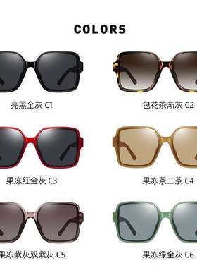 新款金属装饰太阳镜大框显瘦欧美外销墨镜百搭潮流风太阳眼镜女款