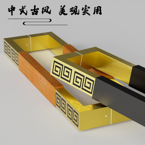 中式实木门方管拉手钢化玻璃门推拉门仿古不锈钢把手高端定制刻字 - 图2