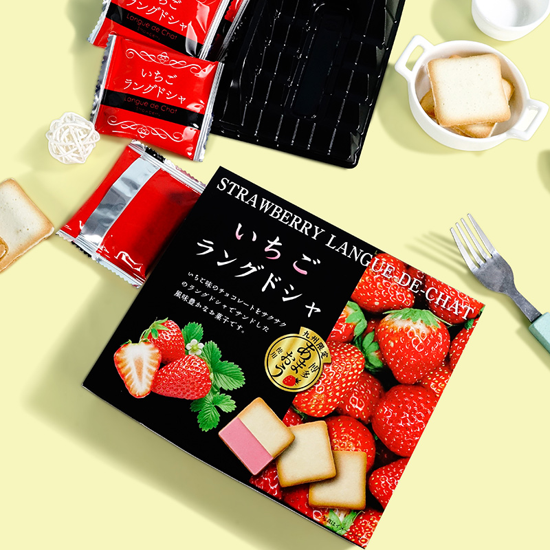 日本进口日光猫舌草莓口味夹心饼干10片装95g情人节礼物伴手礼