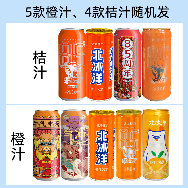 北冰洋桔汁橙汁汽水248ml*6瓶玻璃瓶果汁碳酸饮料迷你橙汁苏打水-图2