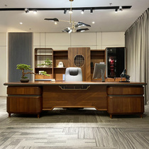 2023 New Chinese fashion president table high-end solid wood owner table brief modern Ukim wood big class new