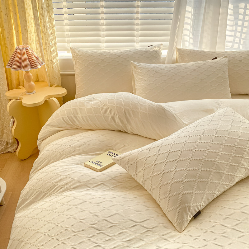 泡泡纱床上四件套简约纯棉宿舍床单 伊诺恩床品套件/四件套/多件套