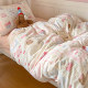 Cute printed double layer yarn three-piece set student dormitory bed