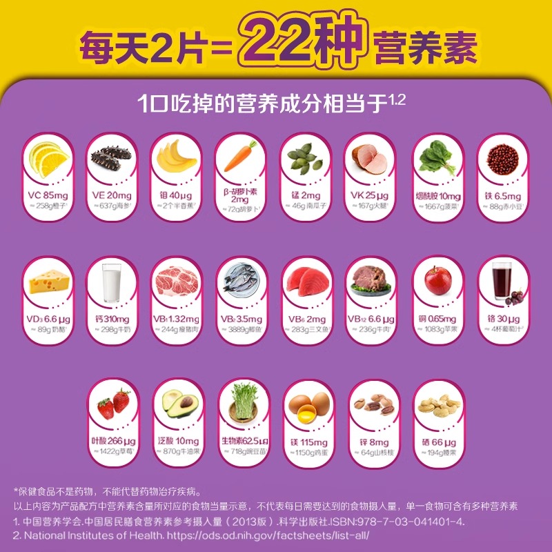 银善存中老年女性多种复合维生素多维b族vc维a钙正品官方旗舰同款